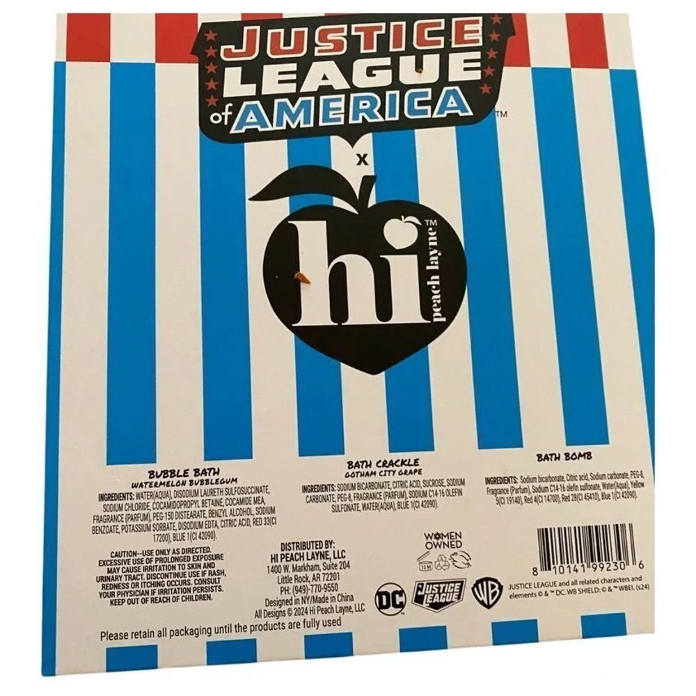Hi Peach Layne Justice League Bath Set‎ Extra Extra Calling All Superheroes